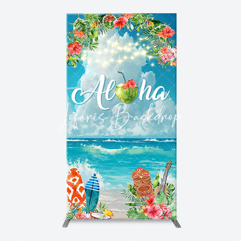 Lofaris Aloha White Cloud Sky Floral Arch Summer Backdrop