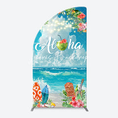 Lofaris Aloha White Cloud Sky Floral Arch Summer Backdrop