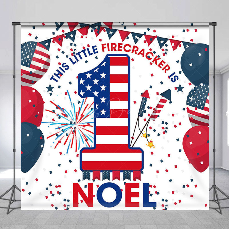 Lofaris American Flag Balloons Custom 1st Birthday Backdrop