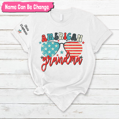 Lofaris American Flag Glasses Grandma And Kids T - Shirt