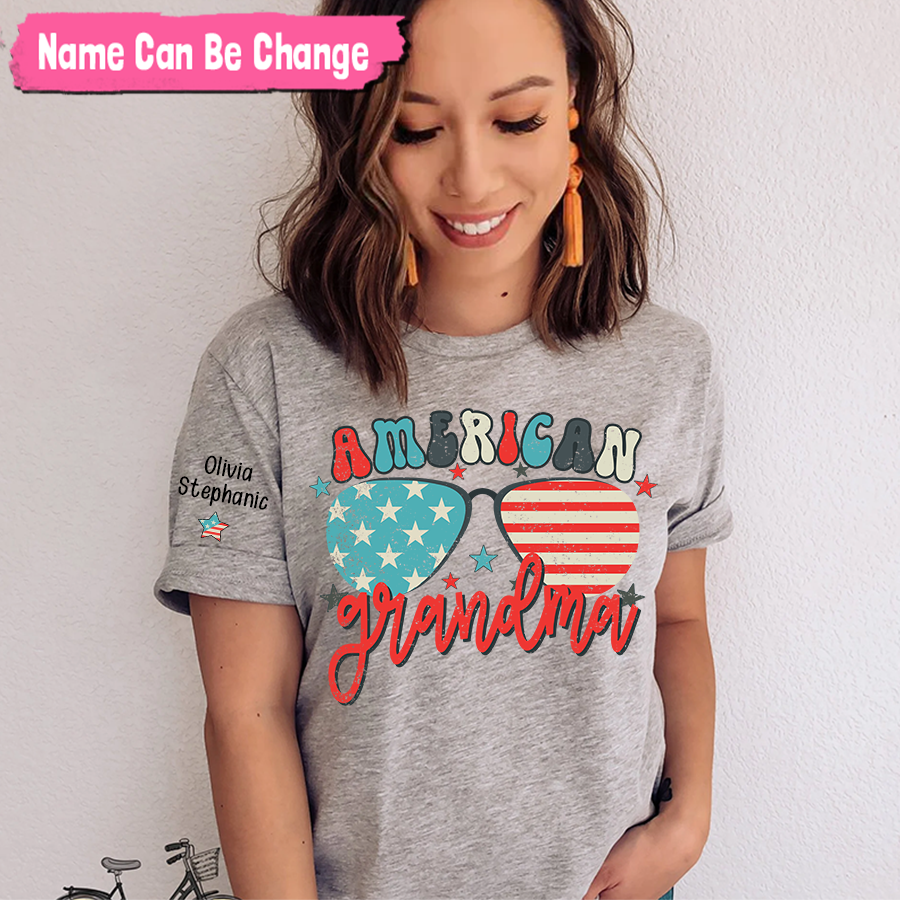 Lofaris American Flag Glasses Grandma And Kids T - Shirt