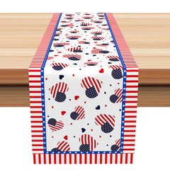 Lofaris American Flag Heart Independence Day Table Runner