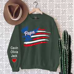 Lofaris Personalized Papa American Flag Custom And Kids Sweatshirt