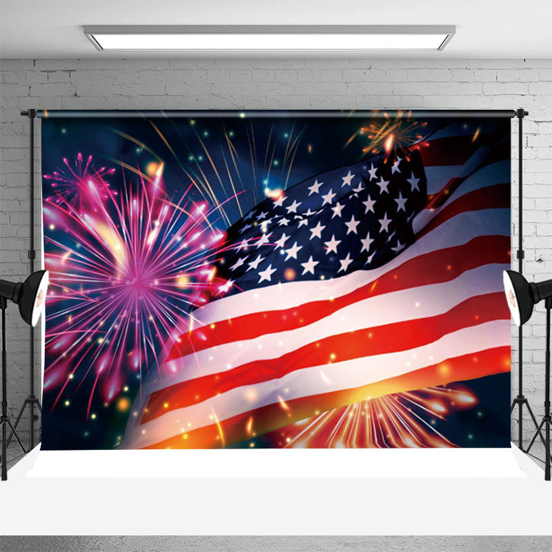 Lofaris American Flag Spark Bokeh Independence Day Backdrop