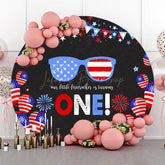 Lofaris American Flag Sparkle Round 1st Birthday Backdrop