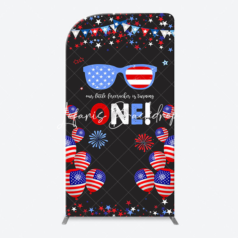 Lofaris American Flag Stars Glasses Arch 1st Birthday Backdrop