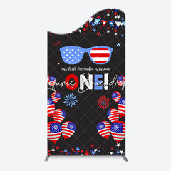 Lofaris American Flag Stars Glasses Arch 1st Birthday Backdrop