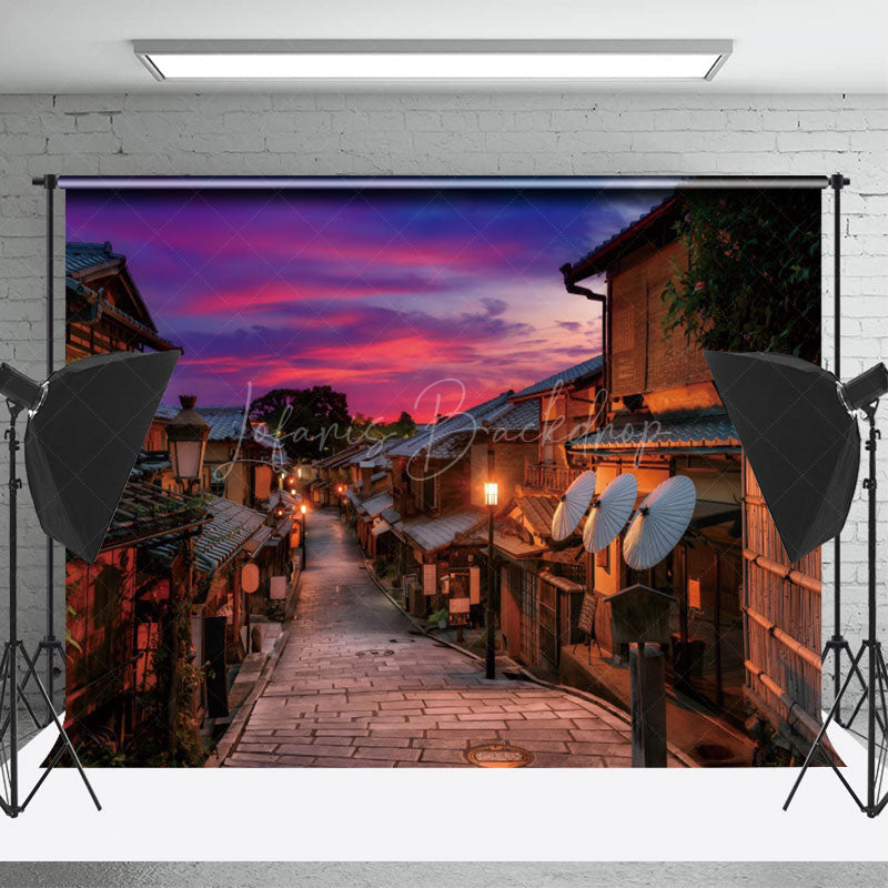 Lofaris Ancient Town Street Sunset Night Backdrop For Photo