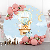 Lofaris Animals Air Balloon Star Round Baby Shower Backdrop