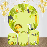 Lofaris Animals Spring Green Round Bakcdrop Kit For Birthday