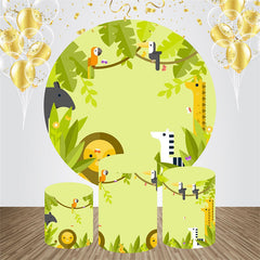 Lofaris Animals Spring Green Round Bakcdrop Kit For Birthday