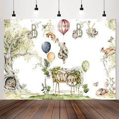 Lofaris Animals Spring Trees Leaves Cradle Baby Shower Backdrop