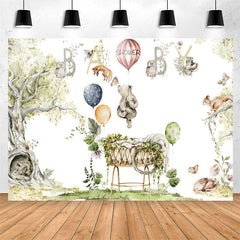 Lofaris Animals Spring Trees Leaves Cradle Baby Shower Backdrop