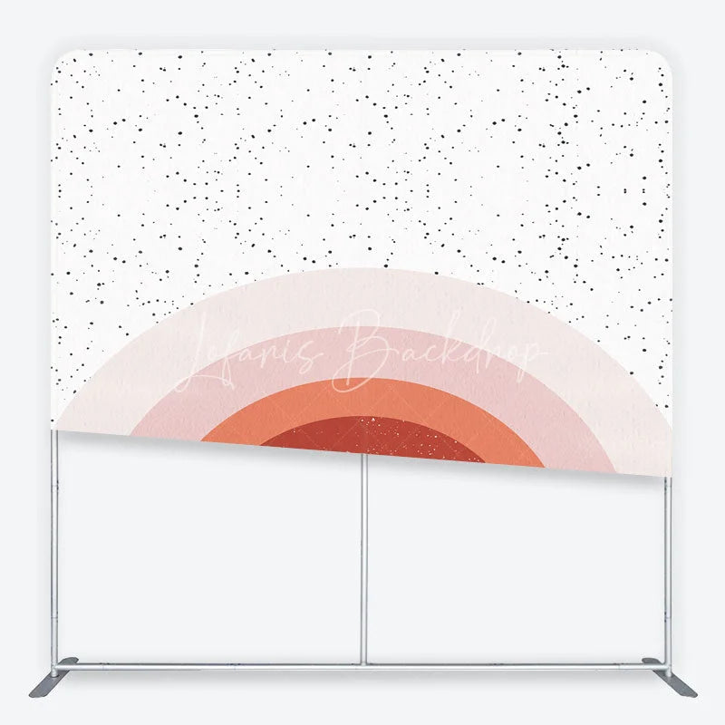 Lofaris Aperturee Boho Rainbow Arch Tension Fabric Backdrop Terracotta Pink Abstract Sun Background Minimalist Baby Shower Decor