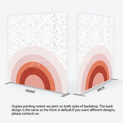 Lofaris Aperturee Boho Rainbow Arch Tension Fabric Backdrop Terracotta Pink Abstract Sun Background Minimalist Baby Shower Decor