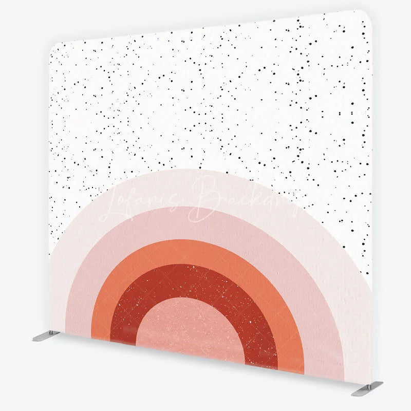 Lofaris Aperturee Boho Rainbow Arch Tension Fabric Backdrop Terracotta Pink Abstract Sun Background Minimalist Baby Shower Decor
