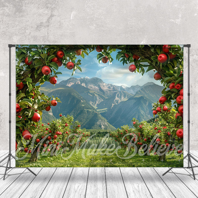 Lofaris Apple Orchard Arch Mountain Spring Photo Backdrop