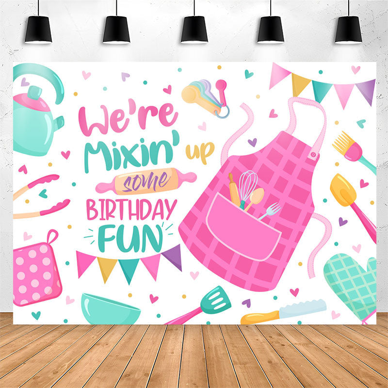 Lofaris Apron Mixing up Some Birthday Fun Backdrop For Kids