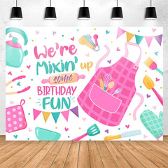 Lofaris Apron Mixing up Some Birthday Fun Backdrop For Kids