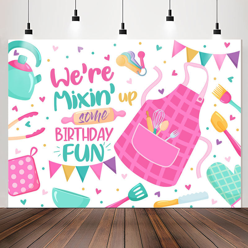 Lofaris Apron Mixing up Some Birthday Fun Backdrop For Kids