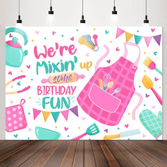 Lofaris Apron Mixing up Some Birthday Fun Backdrop For Kids