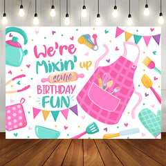 Lofaris Apron Mixing up Some Birthday Fun Backdrop For Kids