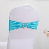 Lofaris Aqua Blue Spandex Elastic Banquet Chair Bands Ties Bows