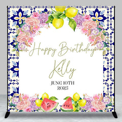 Lofaris Arch Floral Fruits White Custom Birthday Backdrop
