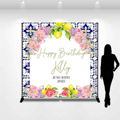 Lofaris Arch Floral Fruits White Custom Birthday Backdrop