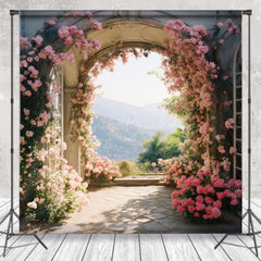 Lofaris Arch Pink Floral Spring Backdrop For Photograph