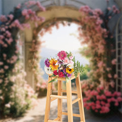 Lofaris Arch Pink Floral Spring Backdrop For Photograph