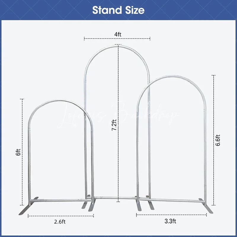 Lofaris Floral Wedding Arch Frame 3 Piece Set Elegant Chiara Backdrop Stand Ceremony Party Decor kit