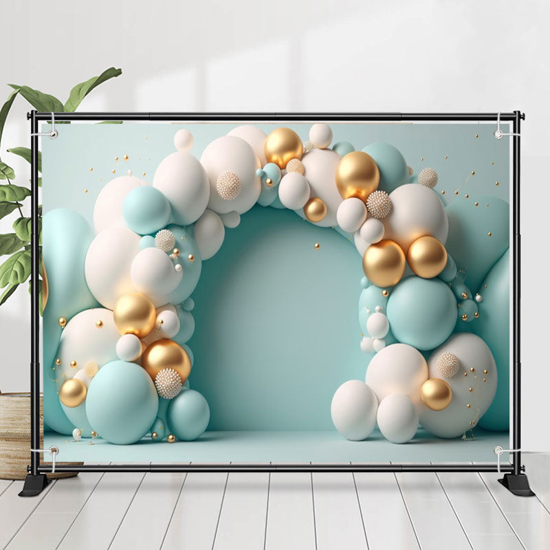 Lofaris Arch Structure Blue White Balloons Birthday Backdrop | Simple Backdrop for Birthday | Name Backdrop for Birthday | DIY Birthday Backdrop