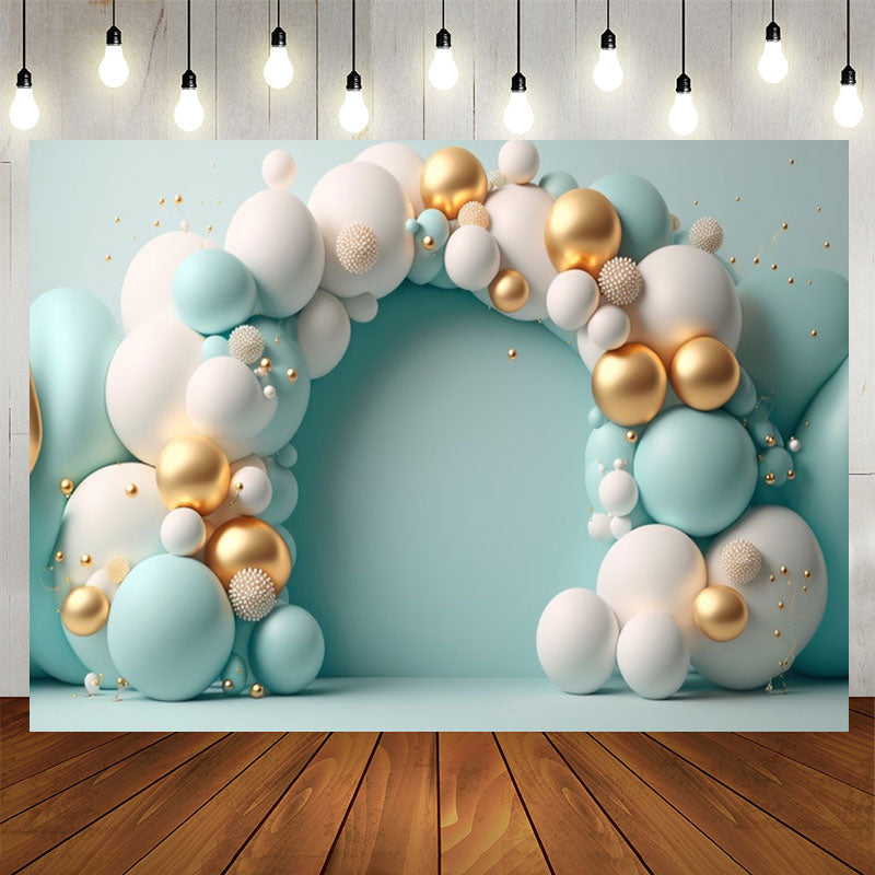 Lofaris Arch Structure Blue White Balloons Birthday Backdrop