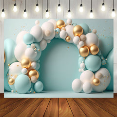 Lofaris Arch Structure Blue White Balloons Birthday Backdrop
