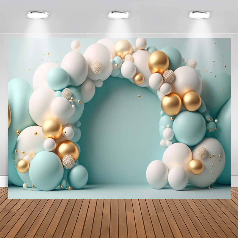 Lofaris Arch Structure Blue White Balloons Birthday Backdrop