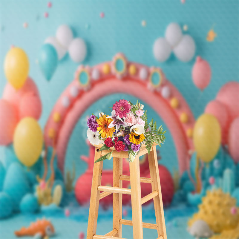 Lofaris Arch Submarine Balloon Birthday Cake Smash Backdrop