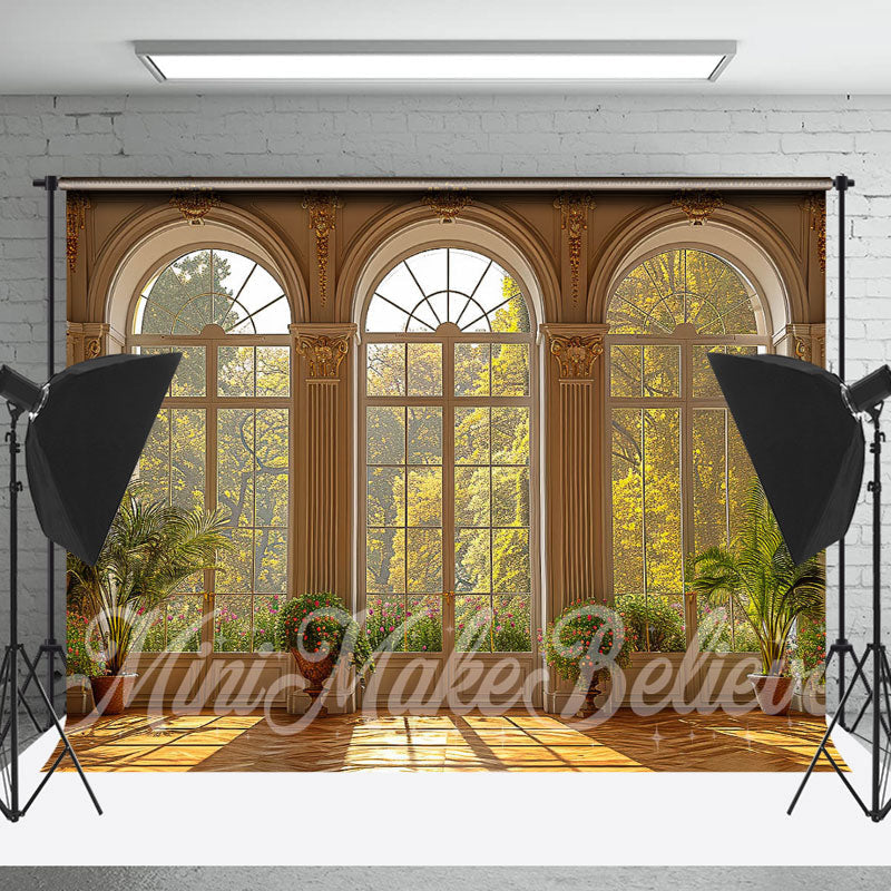 Lofaris Arched Window Green Plants Indoor Spring Backdrop