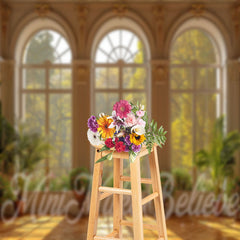 Lofaris Arched Window Green Plants Indoor Spring Backdrop