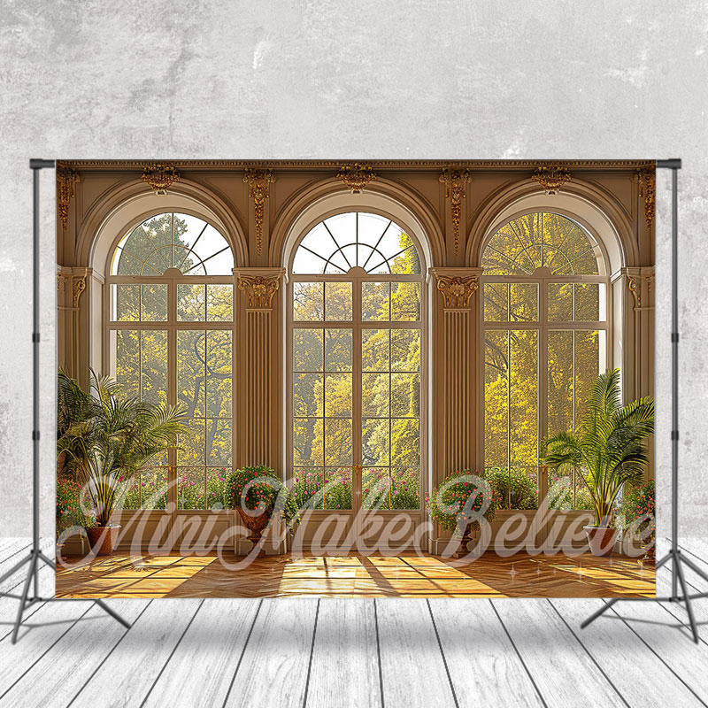 Lofaris Arched Window Green Plants Indoor Spring Backdrop