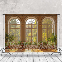 Lofaris Arched Window Green Plants Indoor Spring Backdrop