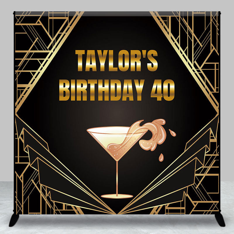 Lofaris Art Deco Champagne Fizz Custom 40th Birthday Backdrop