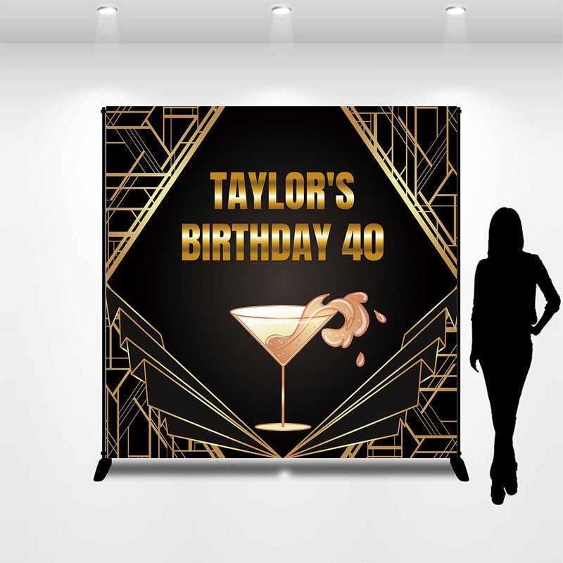 Lofaris Art Deco Champagne Fizz Custom 40th Birthday Backdrop