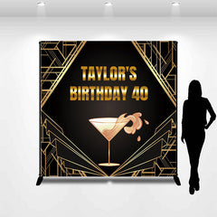 Lofaris Art Deco Champagne Fizz Custom 40th Birthday Backdrop