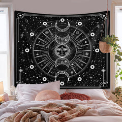 Lofaris Art Moon Star Sign Space Black And White Tapestry