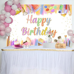 Lofaris Art Printing Brush Gold Dots Birthday Backdrop