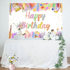 Lofaris Art Printing Brush Gold Dots Birthday Backdrop