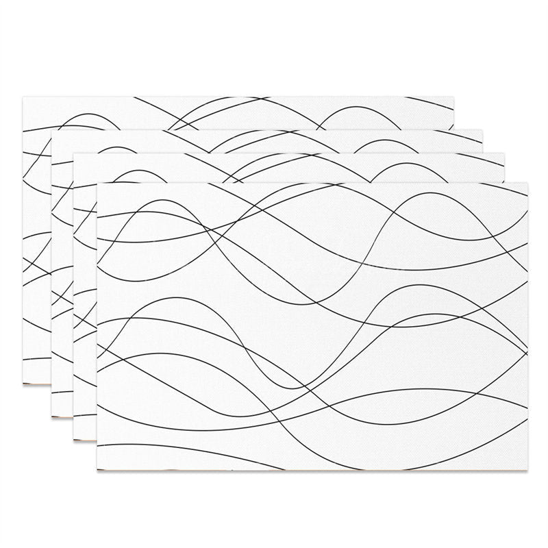 Lofaris Artistic Black White Wavy Lines Set Of 4 Placemats
