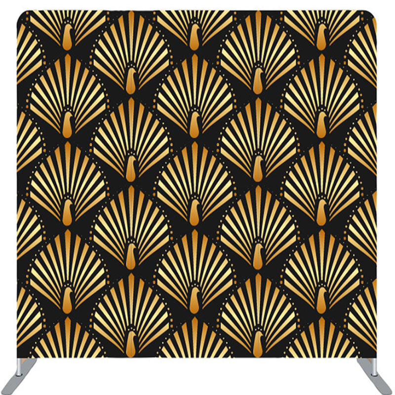 Lofaris Artistic Golden Peacocks Fabric Backdrop For Decor