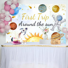 Lofaris Astronaut Planet First Trip Birthday Backdrop